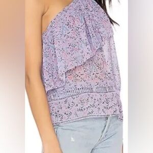 SAYLOR  Janice Ruffle One Shoulder Ladder Top in Lilac Sz XS Good PreOwn Cond